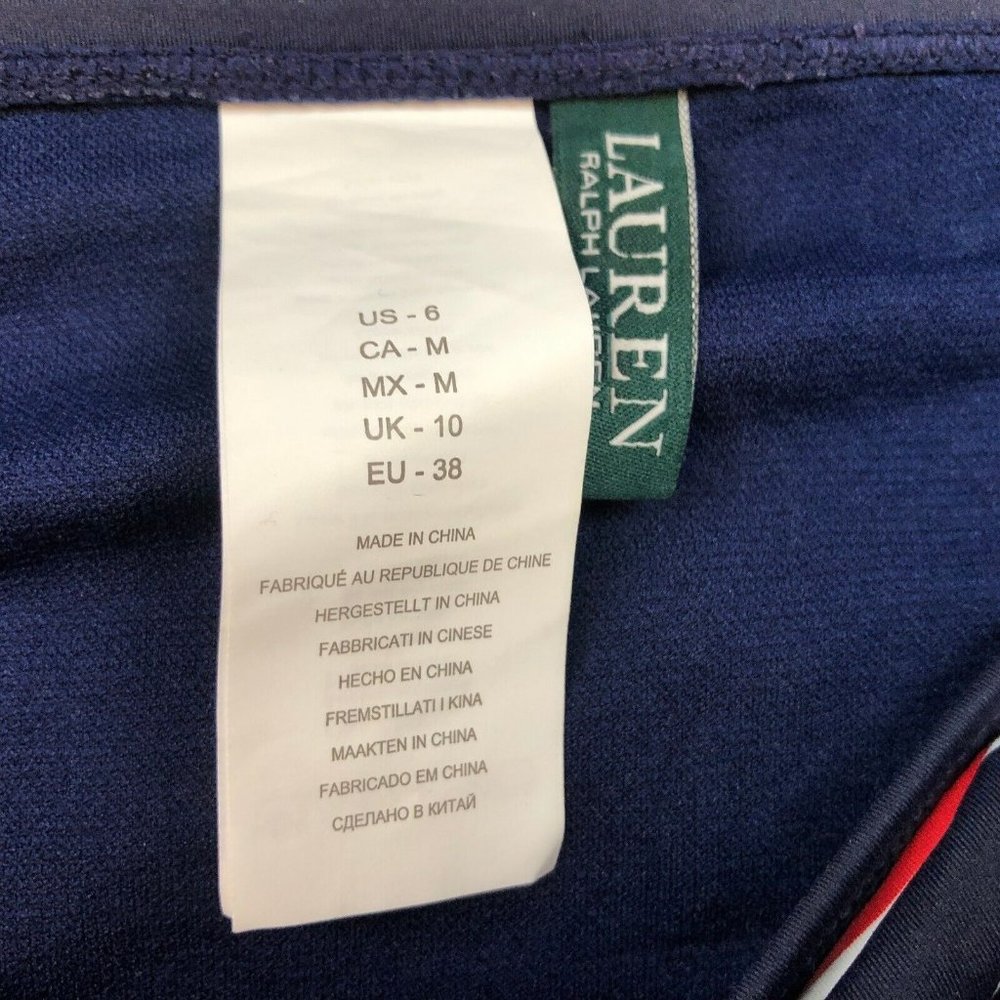 Lauren Ralph Lauren Bikini Bottom 6 Logo Hardware Hipster Patriotic Stripe Blue - Picture 4 of 10